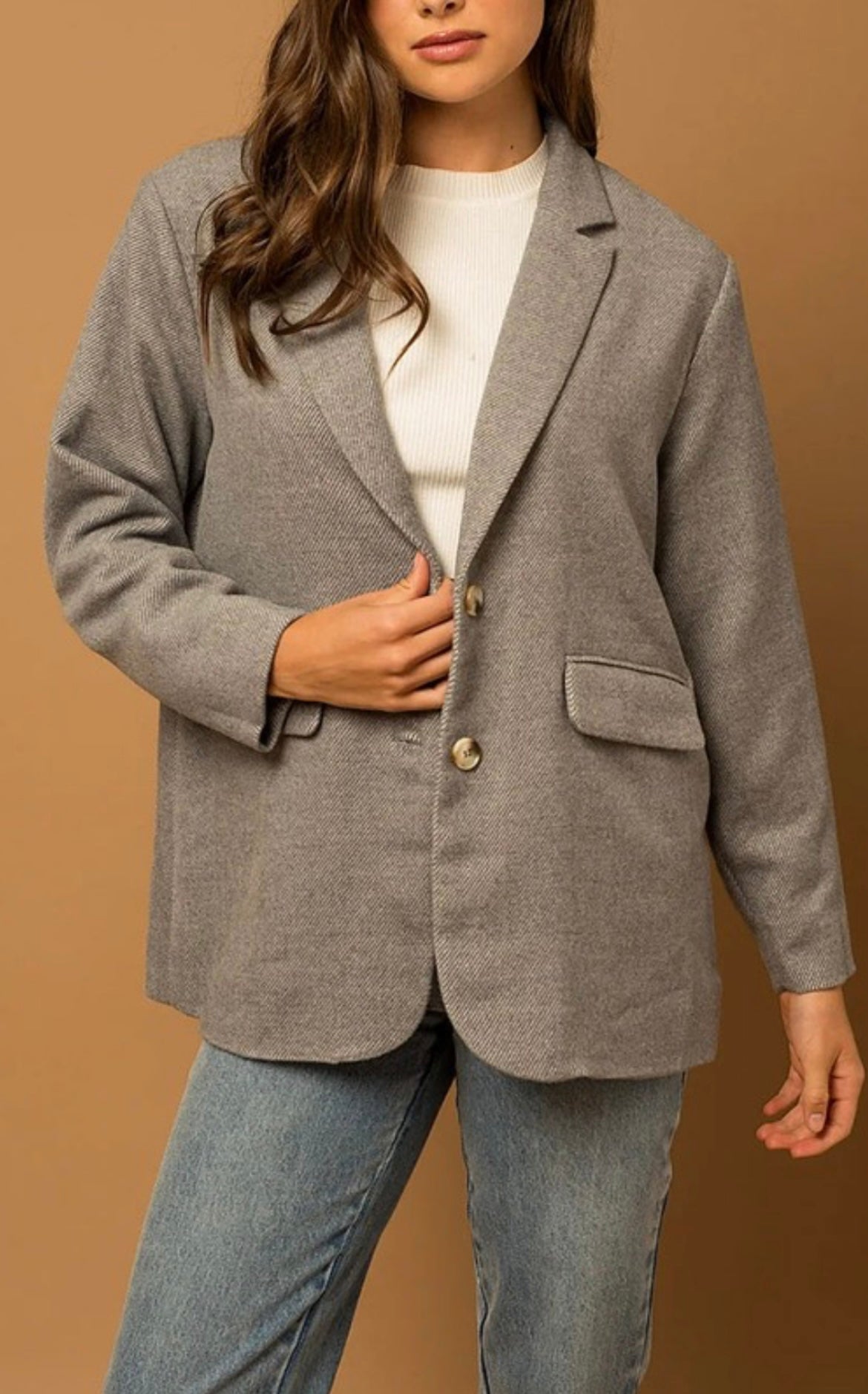 Gray Wool Oversize Blazer