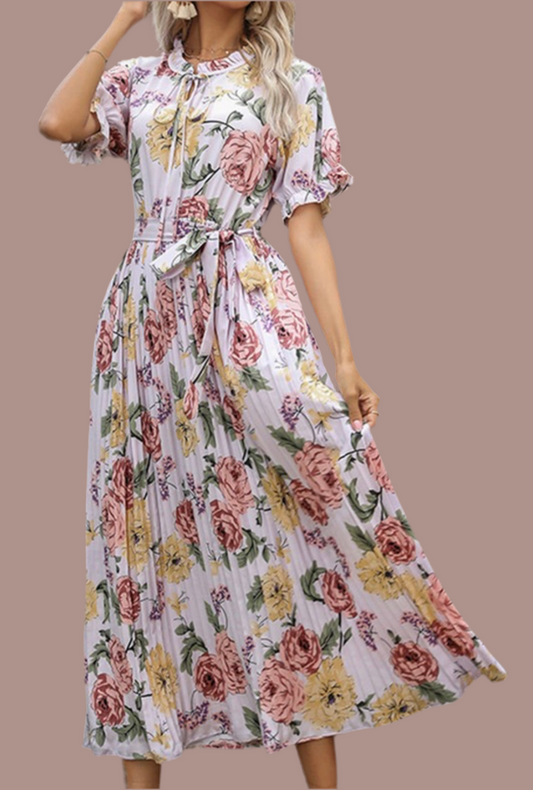 Purple Pleaded  Dress